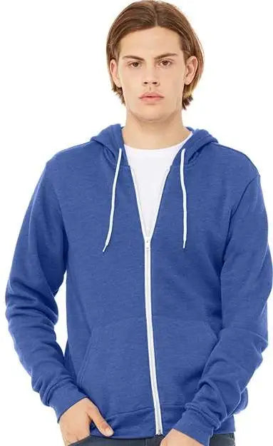 Bella + Canvas 3739 Sponge Fleece Full-zip Hoodie - Heather True Royal