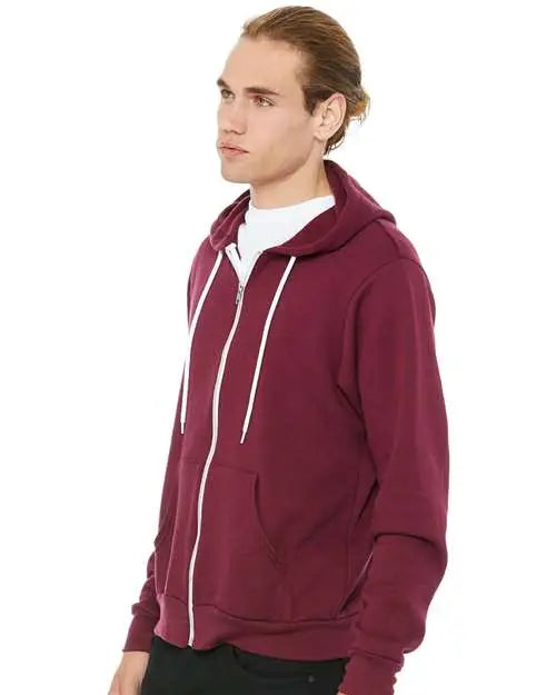 Bella + Canvas 3739 Sponge Fleece Full-zip Hoodie - Maroon