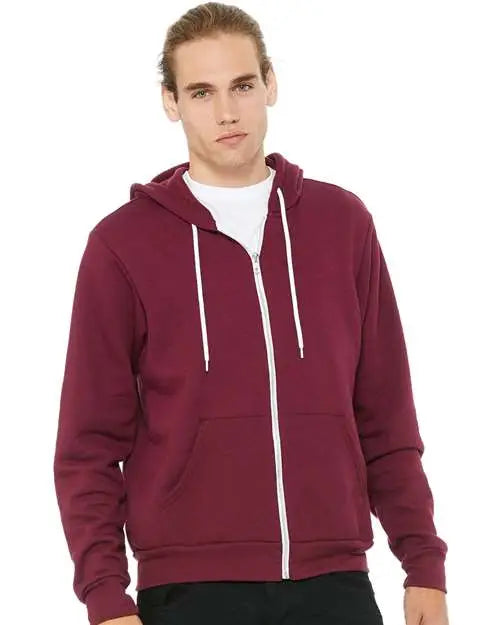 Bella + Canvas 3739 Sponge Fleece Full-zip Hoodie - Maroon