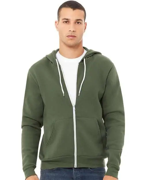 Bella + Canvas 3739 Sponge Fleece Full-zip Hoodie - Military Green