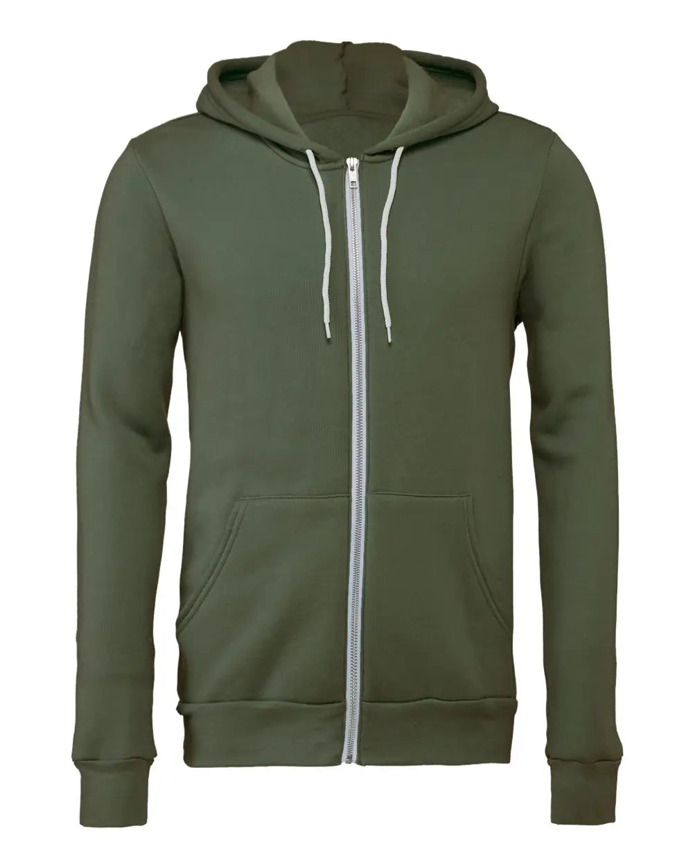 Bella + Canvas 3739 Sponge Fleece Full-zip Hoodie - Military Green - Xs