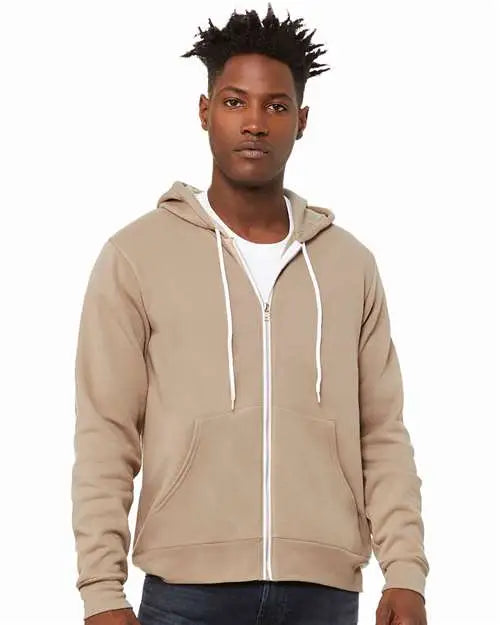 Bella + Canvas 3739 Sponge Fleece Full-zip Hoodie - Tan