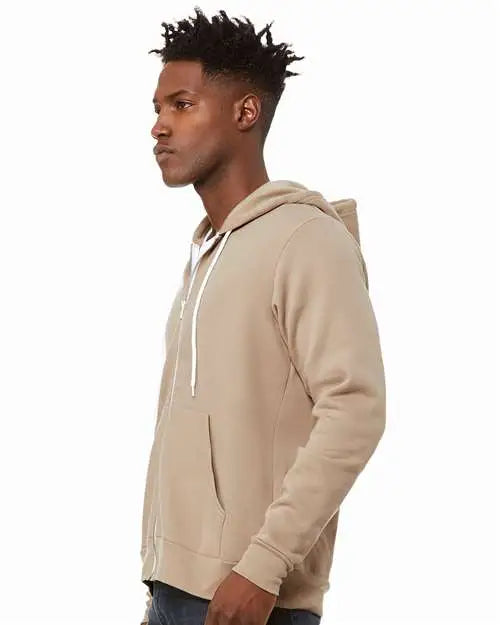 Bella + Canvas 3739 Sponge Fleece Full-zip Hoodie - Tan