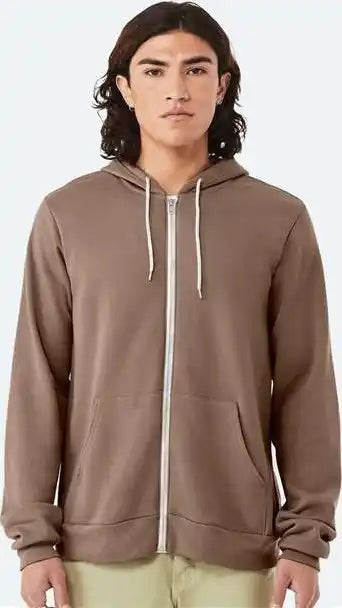 Bella + Canvas 3739 Sponge Fleece Full Zip Hoodie Vintage Brown