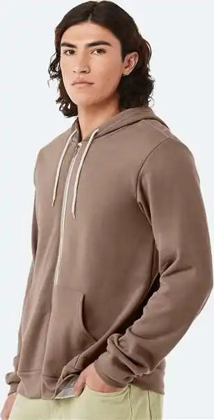 Bella + Canvas 3739 Sponge Fleece Full Zip Hoodie Vintage Brown