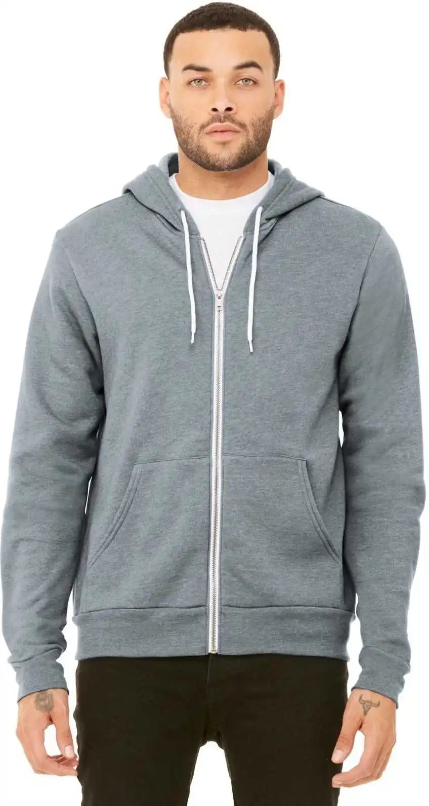 Bella + Canvas 3739 Unisex Sponge Fleece Full Zip Hoodie Athletic Heather