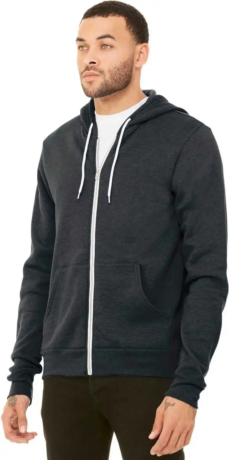 Bella + Canvas 3739 Unisex Sponge Fleece Full-zip Hoodie - Dark Gray Heather