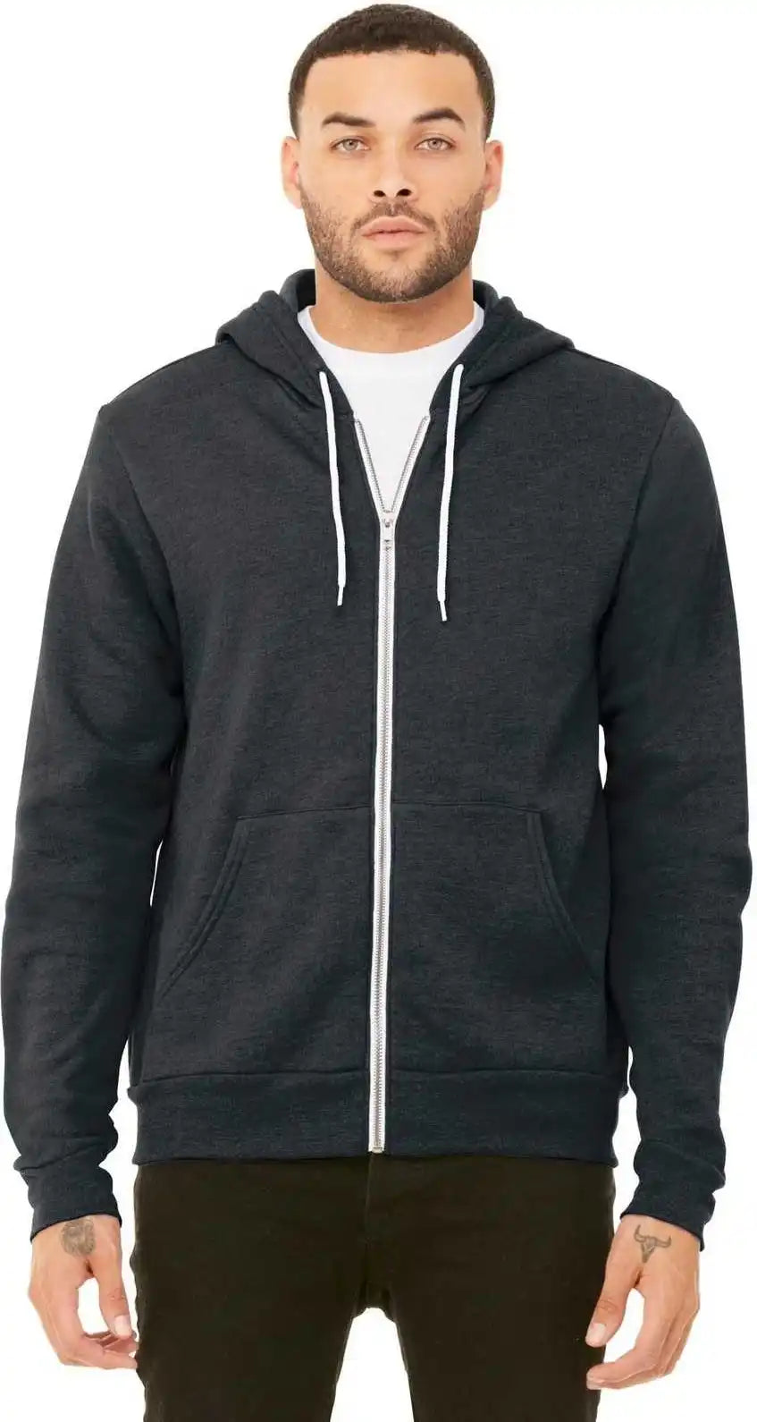 Bella + Canvas 3739 Unisex Sponge Fleece Full-zip Hoodie - Dark Gray Heather