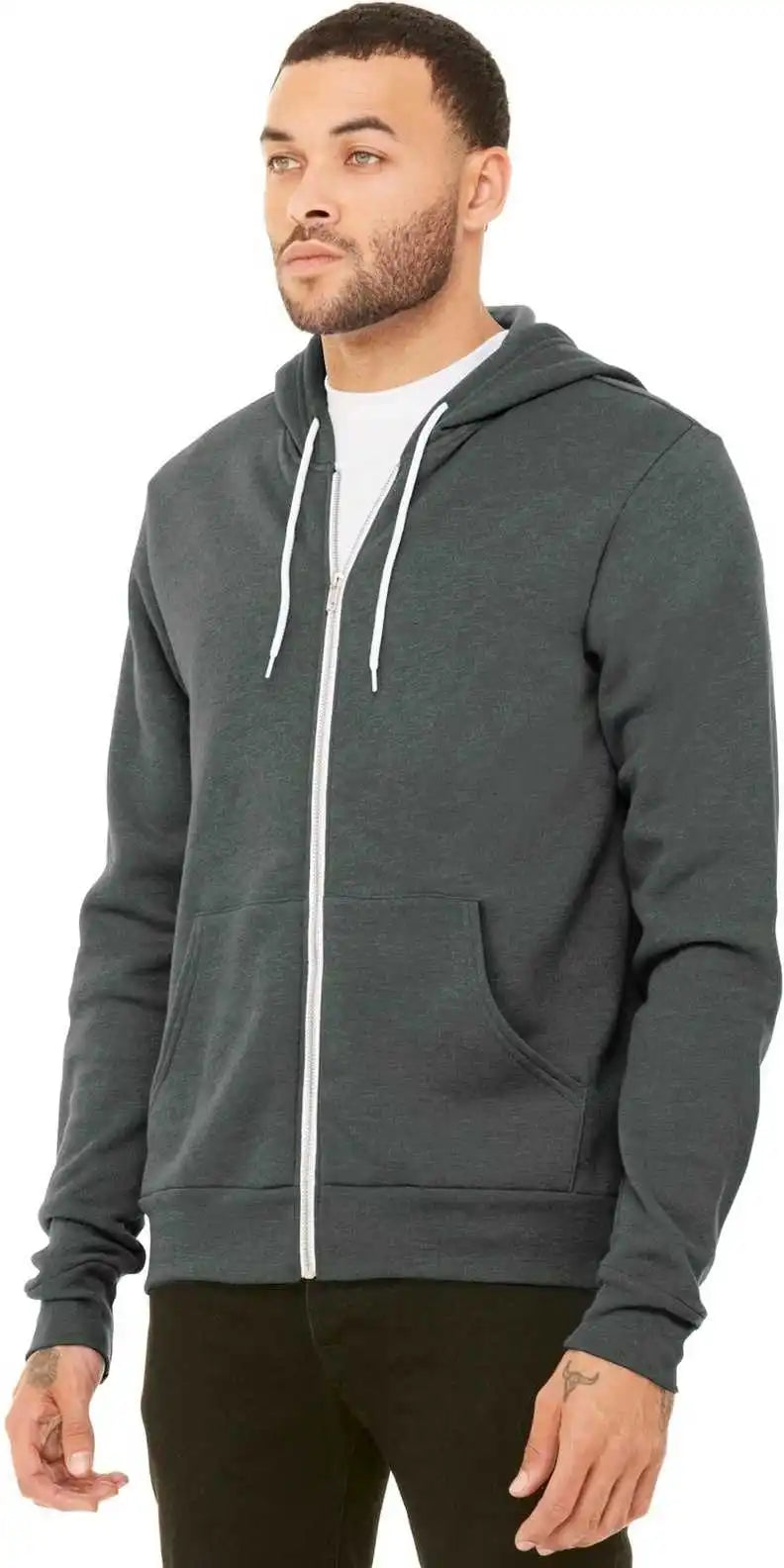 Bella + Canvas 3739 Unisex Sponge Fleece Full Zip Hoodie Deep Heather