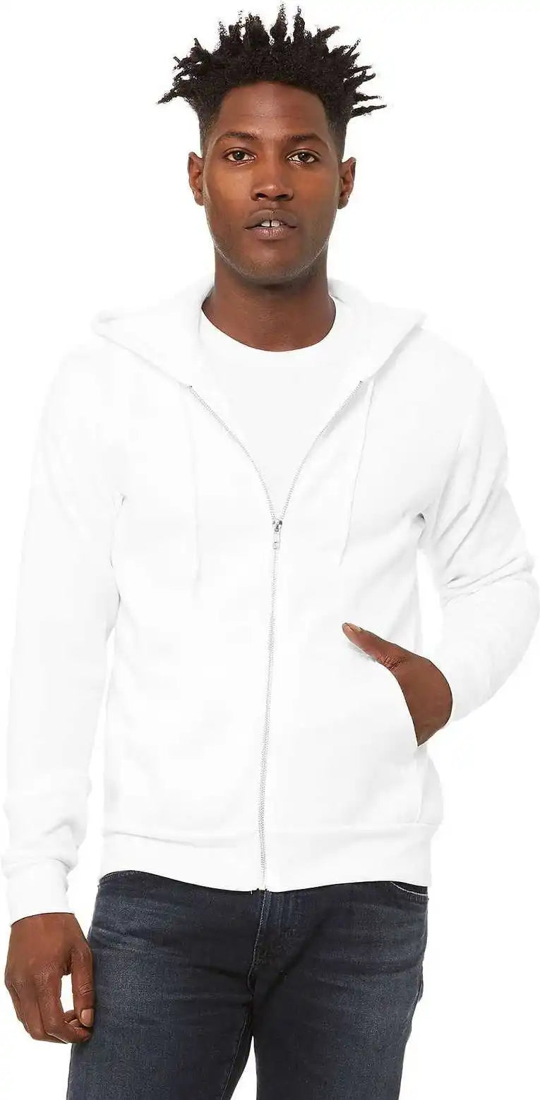 Bella + Canvas 3739 Unisex Sponge Fleece Full-zip Hoodie - Dtg White