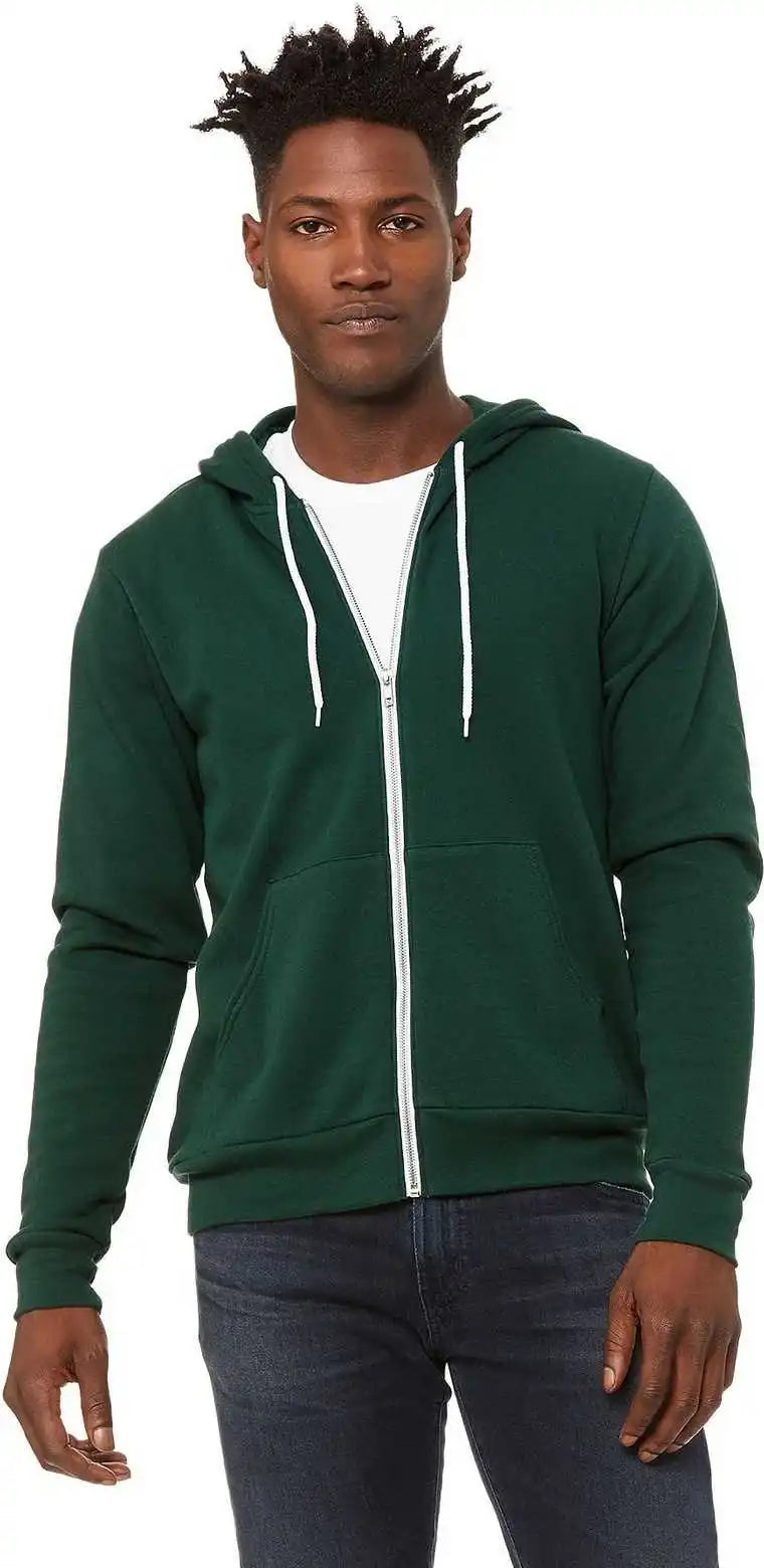 Bella + Canvas 3739 Unisex Sponge Fleece Full Zip Hoodie Forest