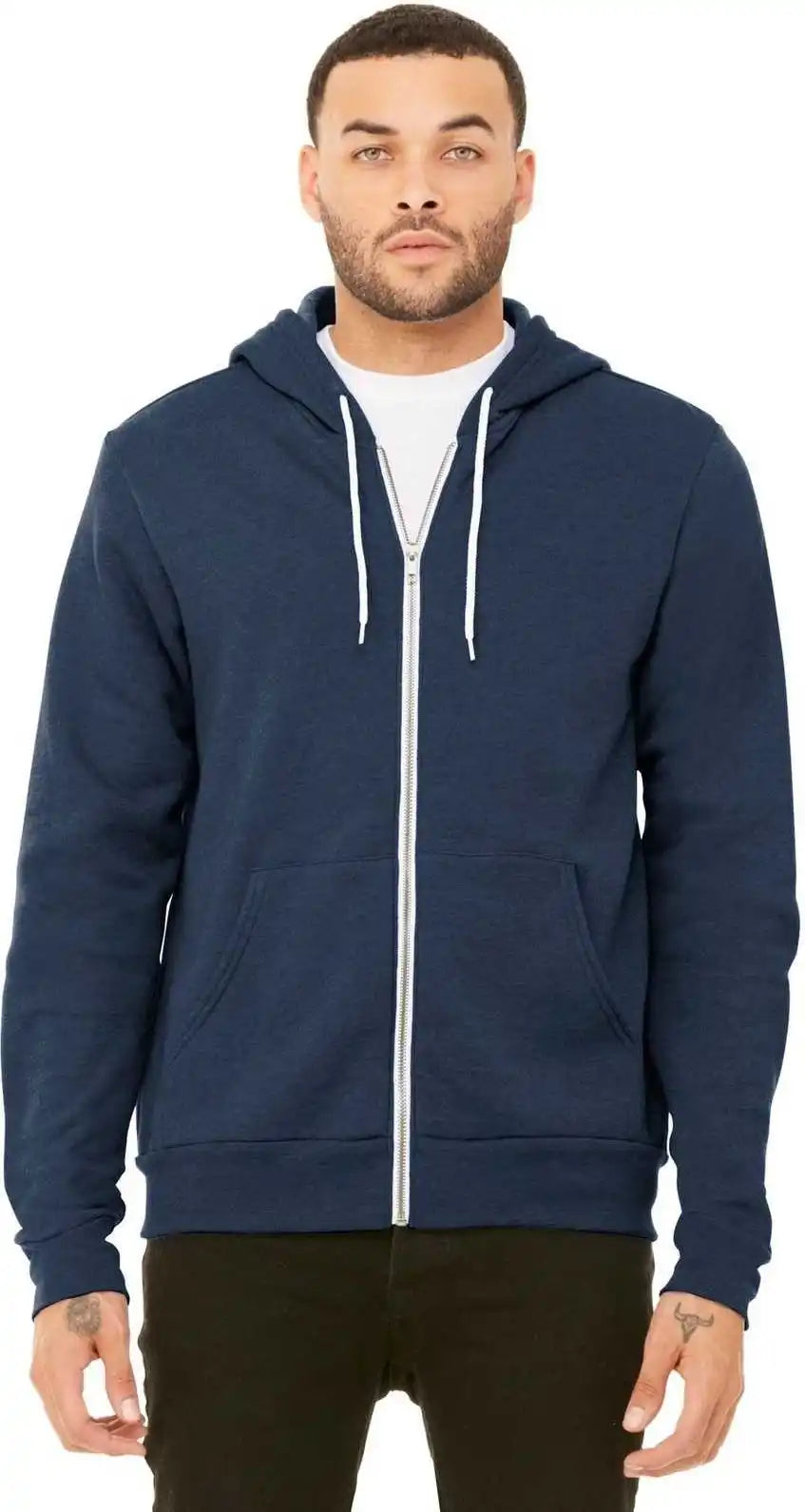 Bella + Canvas 3739 Unisex Sponge Fleece Full-zip Hoodie - Heather Navy