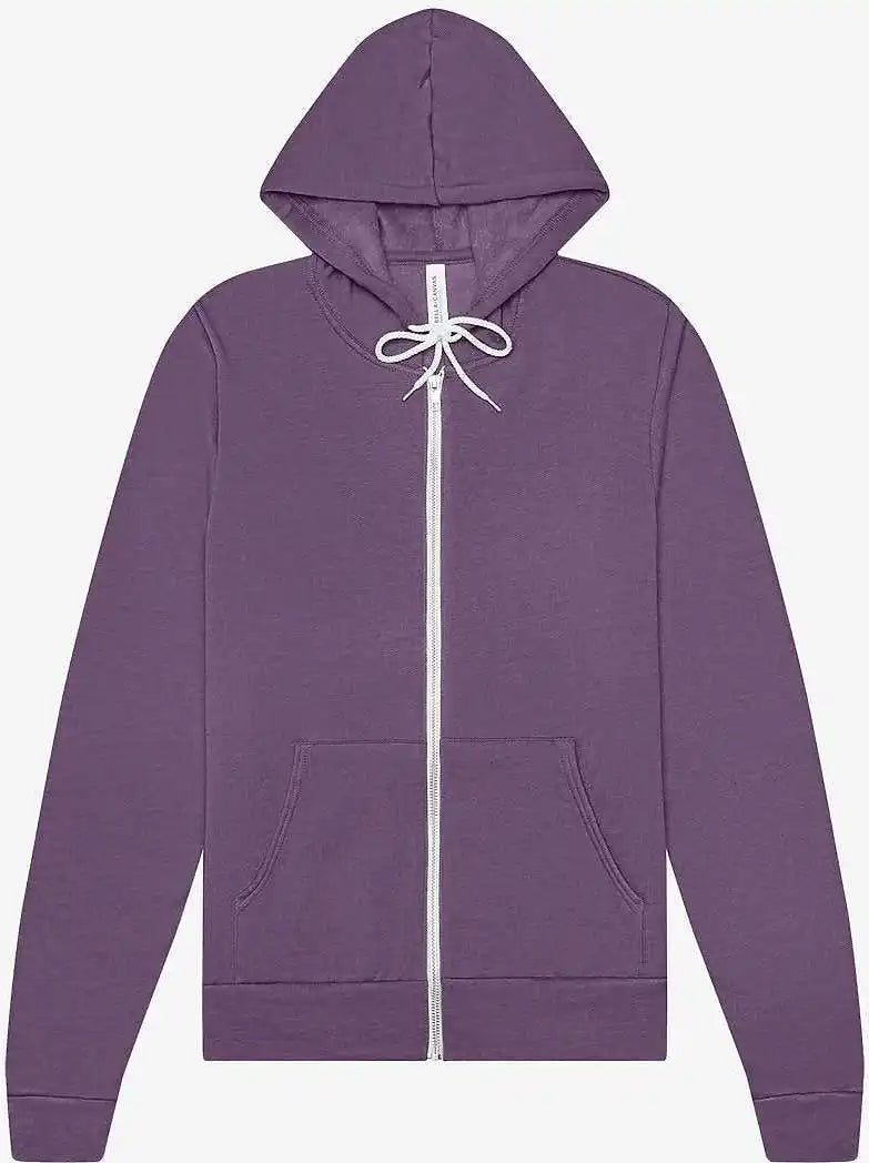 Bella + Canvas 3739 Unisex Sponge Fleece Full-zip Hoodie - Heather Team Purple