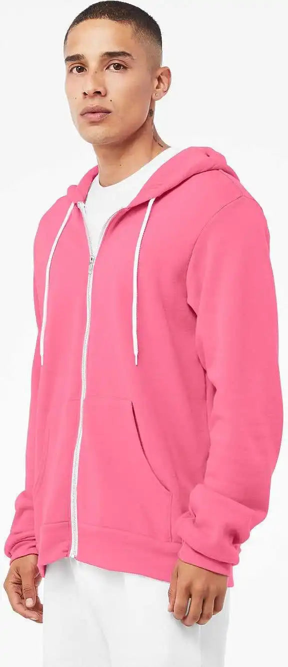 Bella + Canvas 3739 Unisex Sponge Fleece Full Zip Hoodie Heather Charity Pink