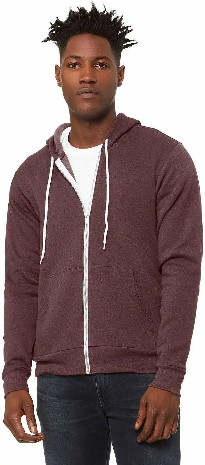Bella + Canvas 3739 Unisex Sponge Fleece Full-zip Hoodie - Heather Maroon