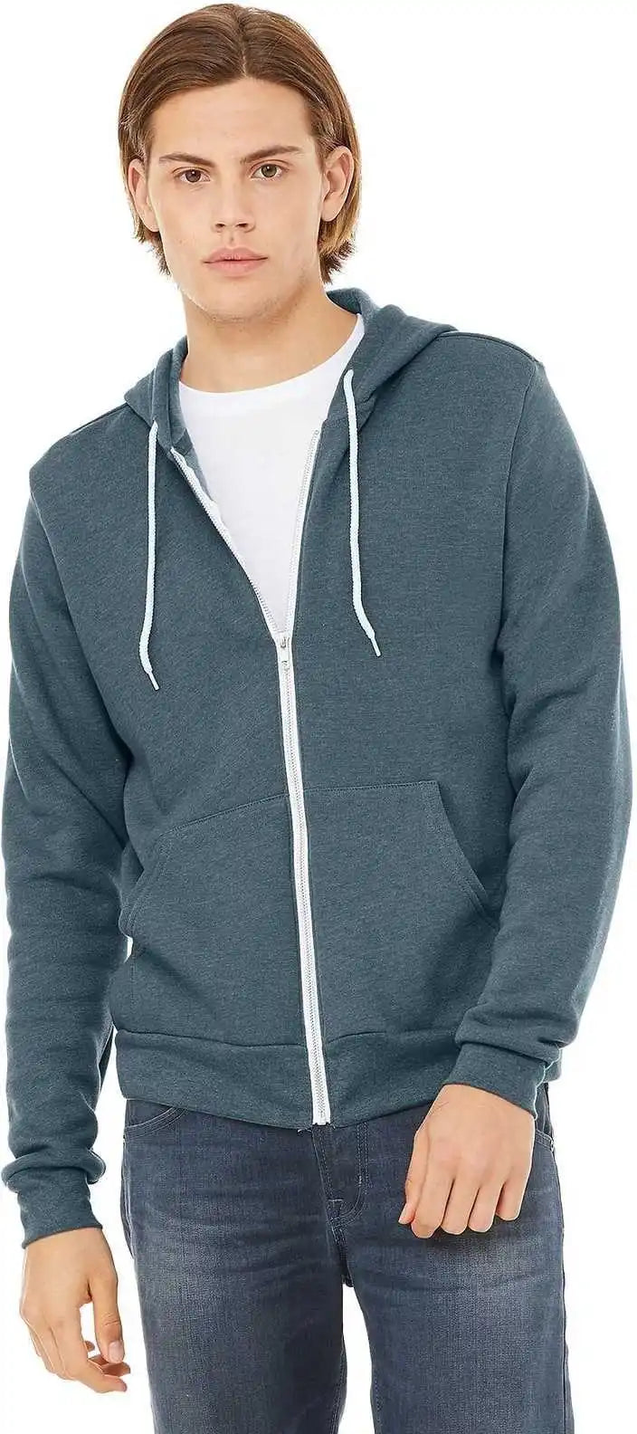 Bella + Canvas 3739 Unisex Sponge Fleece Full-zip Hoodie - Heather Slate