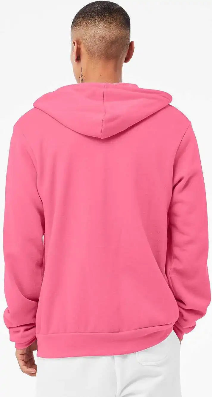 Bella + Canvas 3739 Unisex Sponge Fleece Full Zip Hoodie Heather Charity Pink
