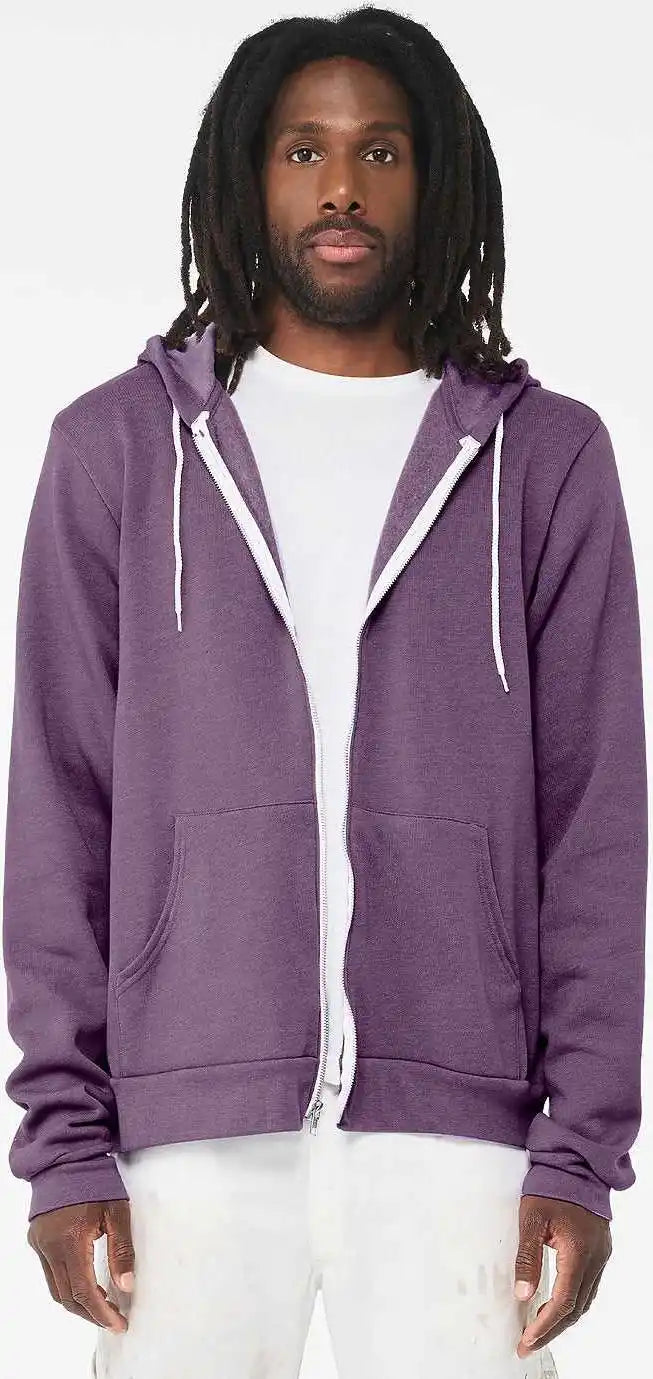 Bella + Canvas 3739 Unisex Sponge Fleece Full-zip Hoodie - Heather Team Purple