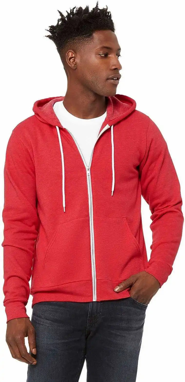 Bella + Canvas 3739 Unisex Sponge Fleece Full-zip Hoodie - Heather Red