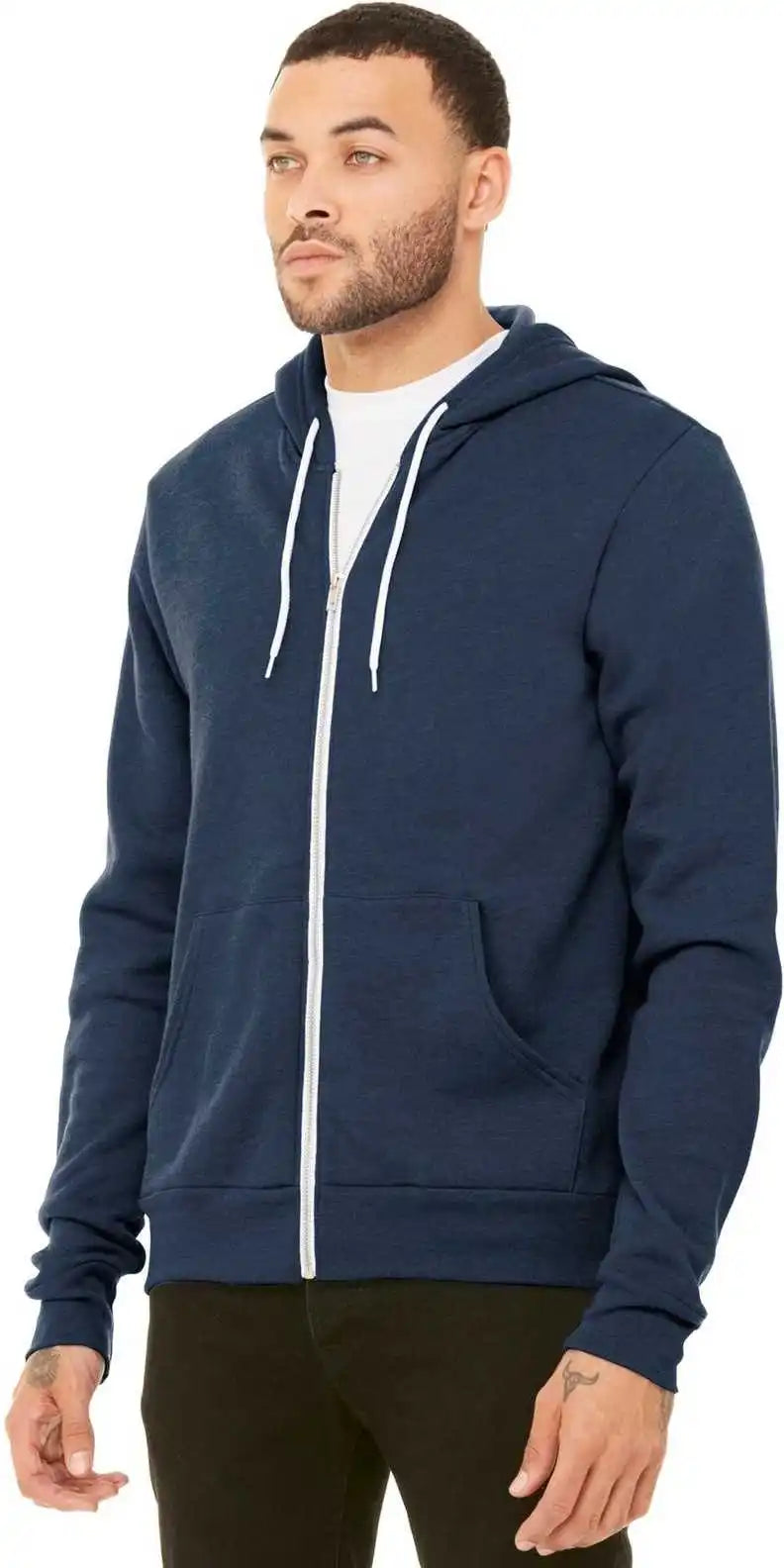 Bella + Canvas 3739 Unisex Sponge Fleece Full-zip Hoodie - Heather Navy