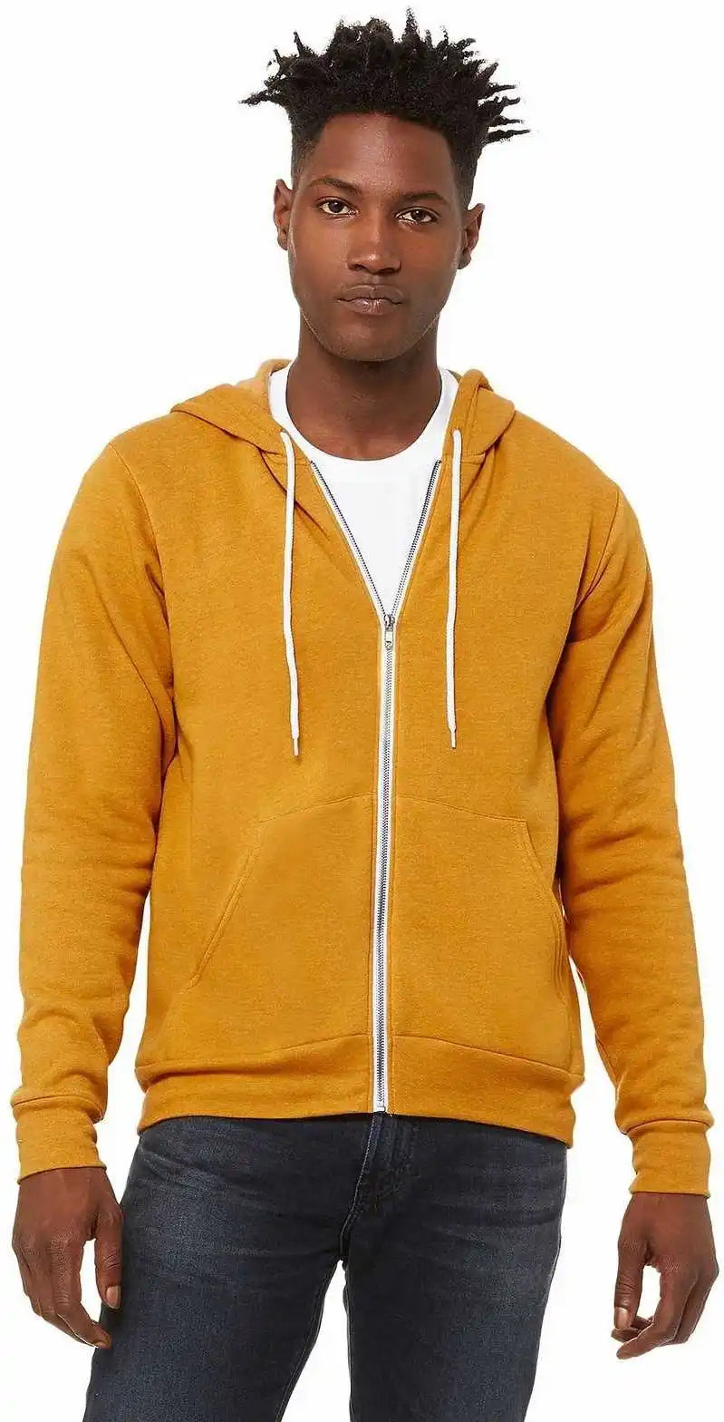 Bella + Canvas 3739 Unisex Sponge Fleece Full-zip Hoodie - Heather Mustard