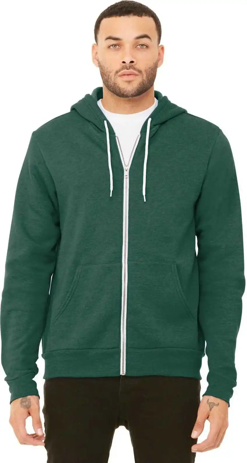 Bella + Canvas 3739 Unisex Sponge Fleece Full-zip Hoodie - Heather Forest