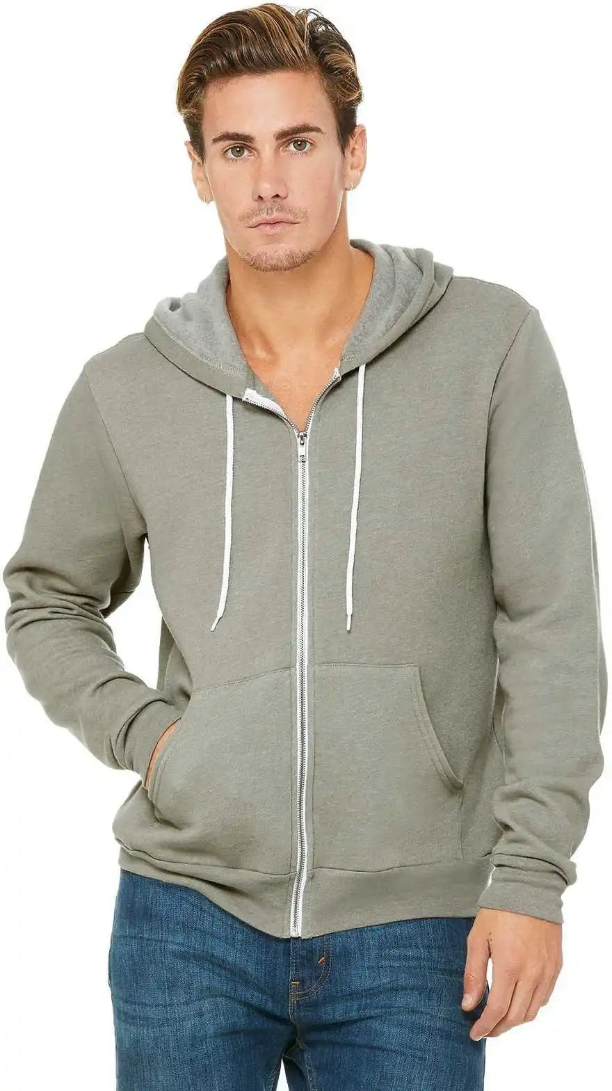 Bella + Canvas 3739 Unisex Sponge Fleece Full-zip Hoodie - Heather Stone
