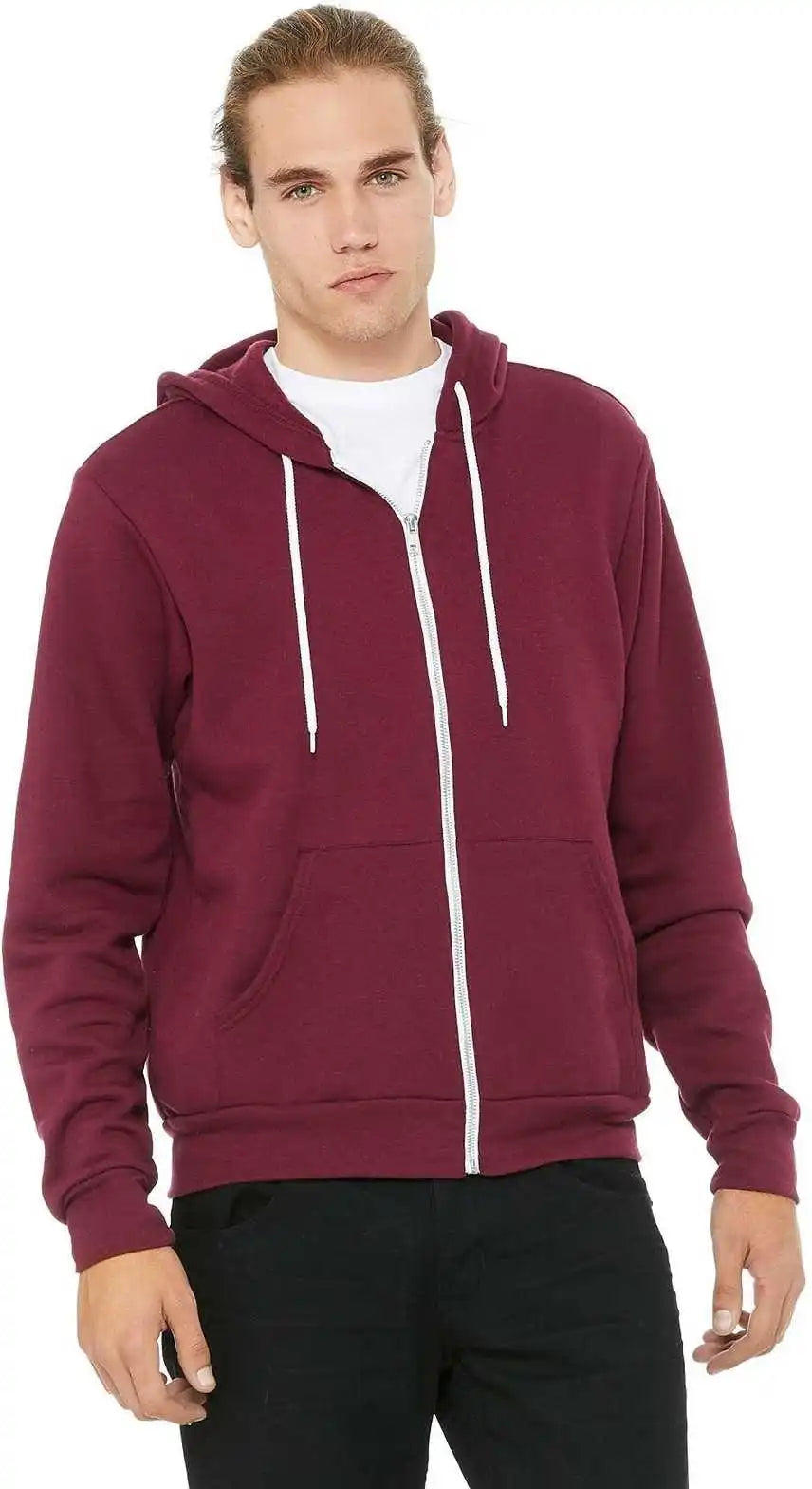 Bella + Canvas 3739 Unisex Sponge Fleece Full-zip Hoodie - Maroon