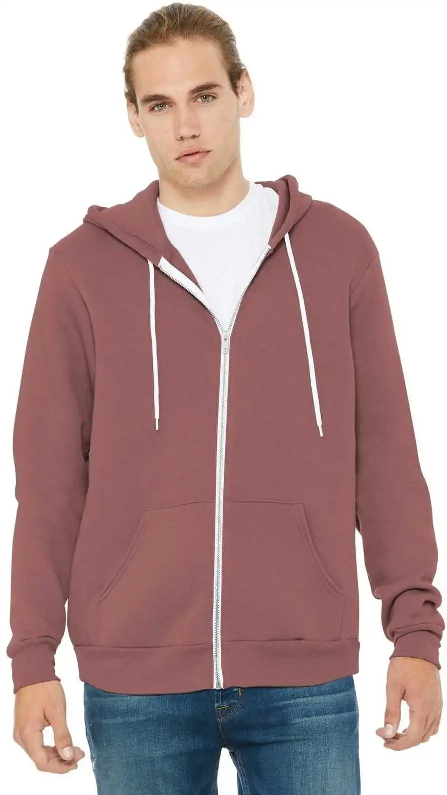 Bella + Canvas 3739 Unisex Sponge Fleece Full Zip Hoodie Mauve