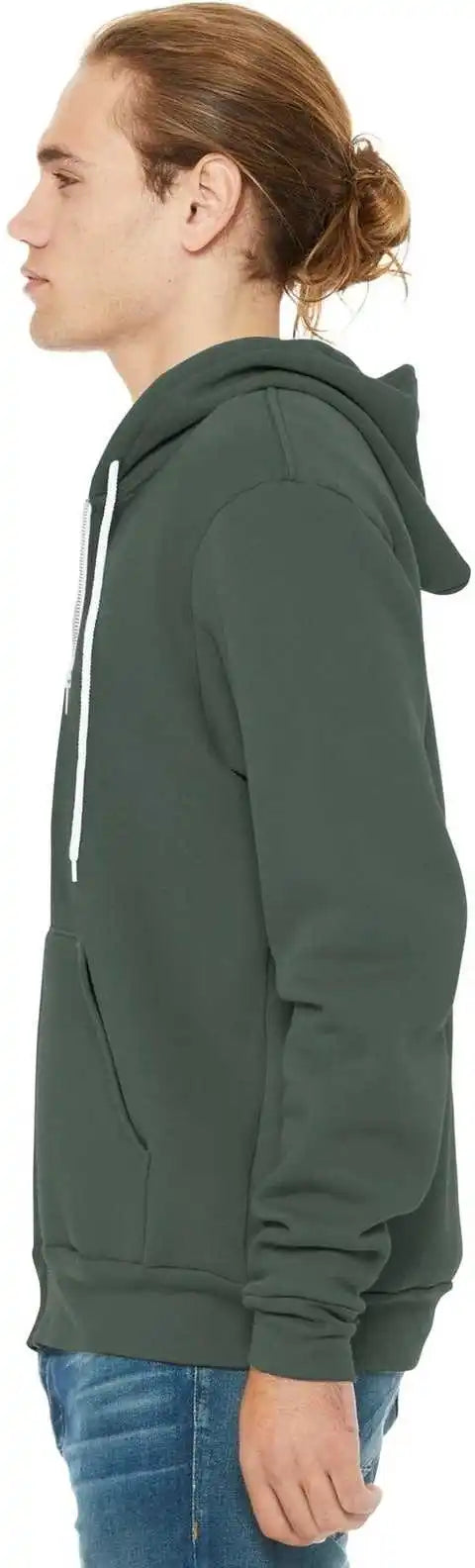 Bella + Canvas 3739 Unisex Sponge Fleece Full Zip Hoodie Military Green