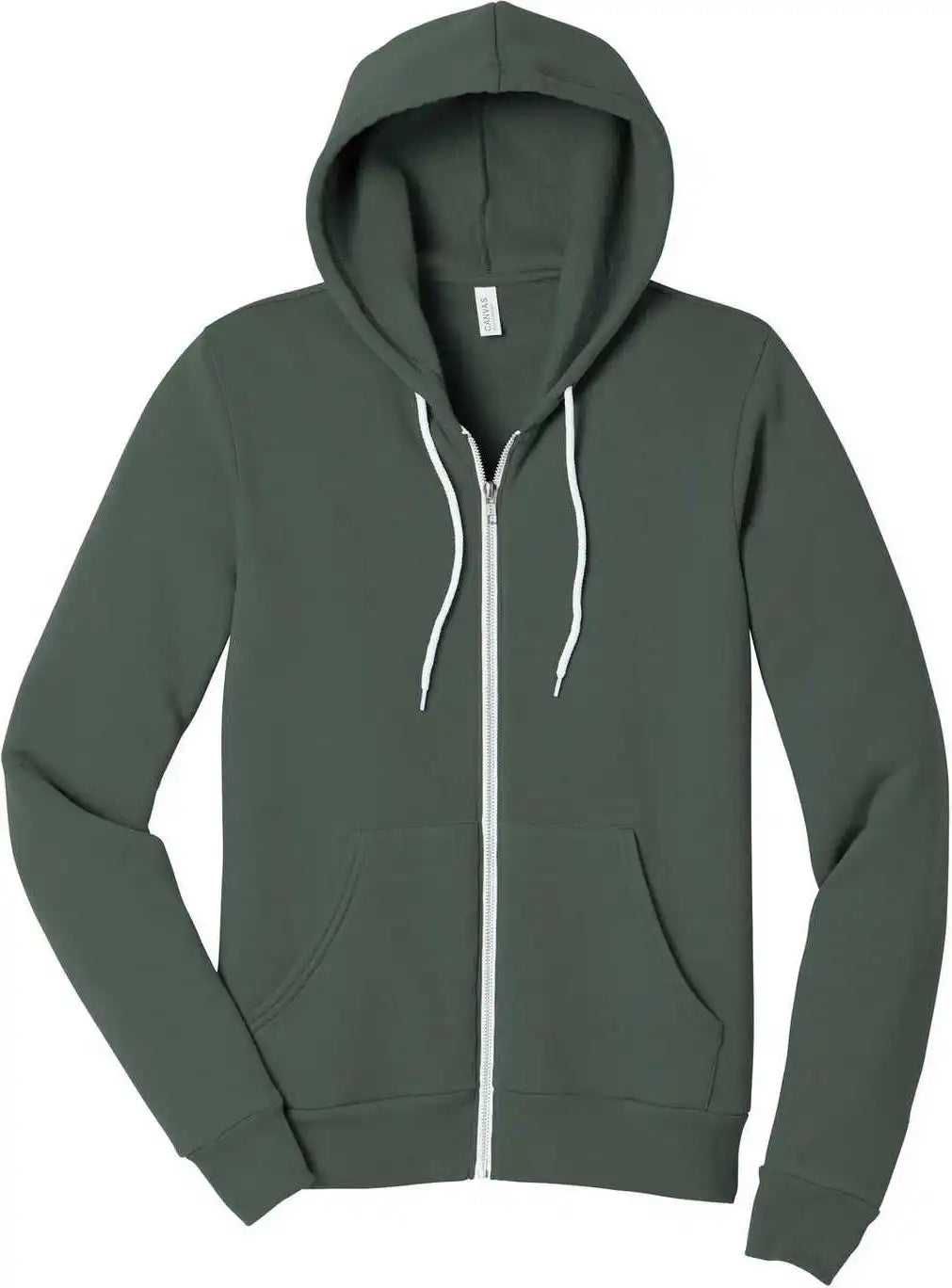 Bella + Canvas 3739 Unisex Sponge Fleece Full Zip Hoodie Military Green