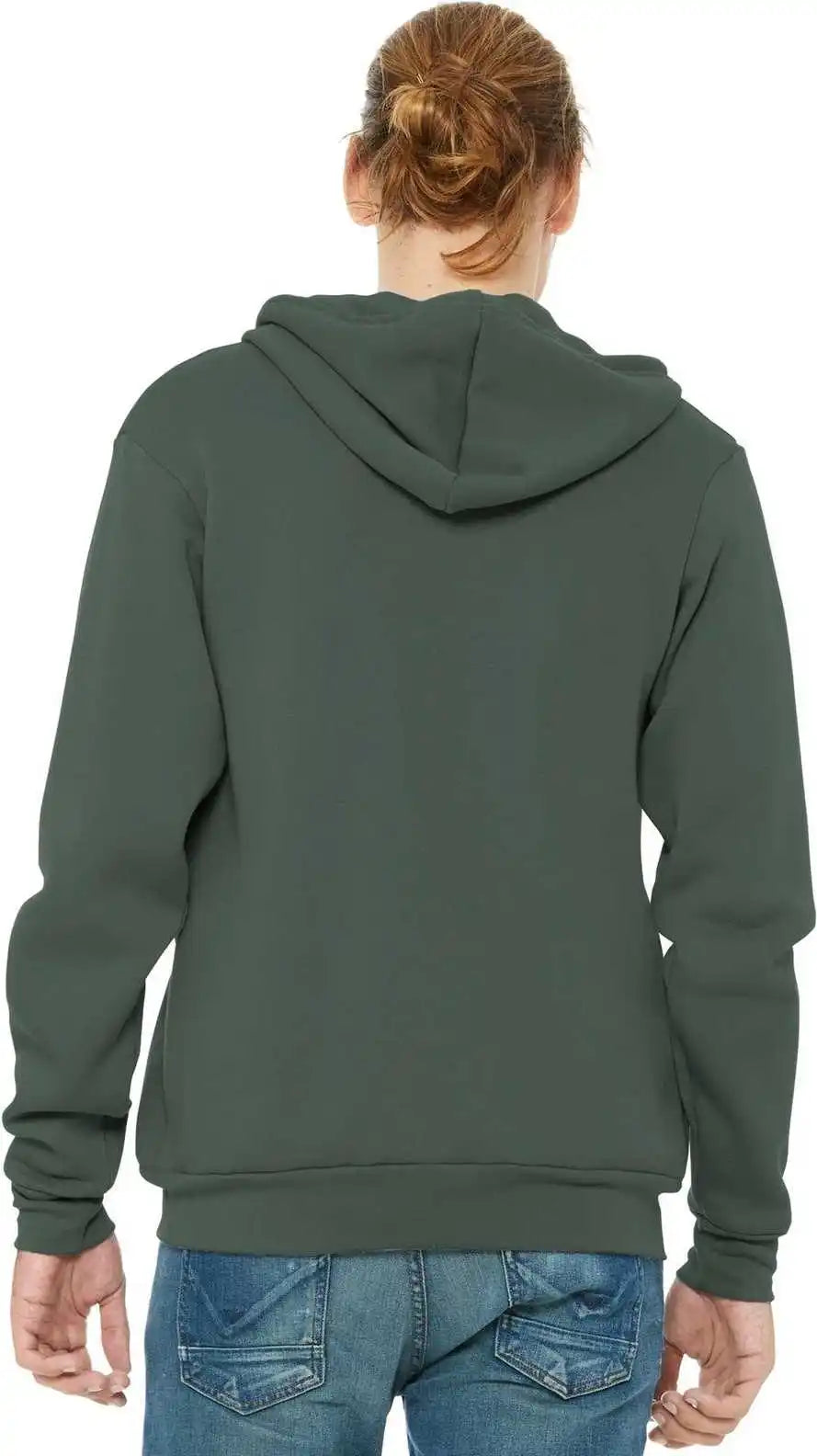 Bella + Canvas 3739 Unisex Sponge Fleece Full Zip Hoodie Military Green