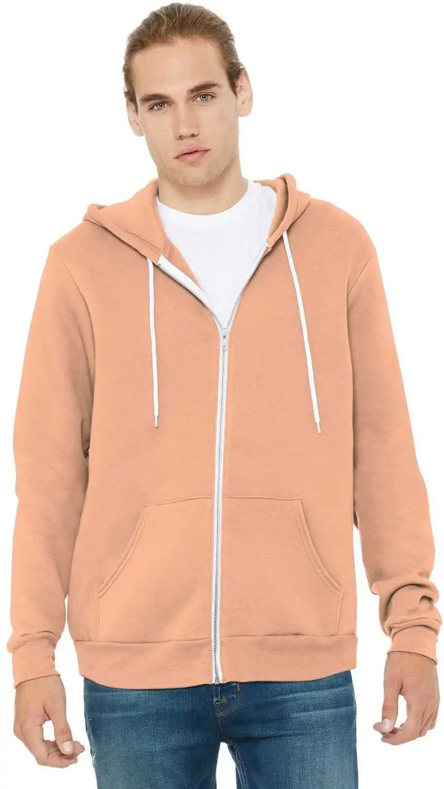 Bella + Canvas 3739 Unisex Sponge Fleece Full-zip Hoodie - Peach