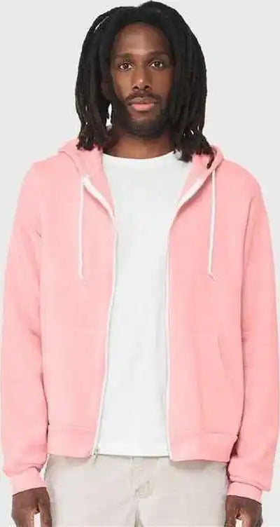 Bella + Canvas 3739 Unisex Sponge Fleece Full-zip Hoodie - Pink