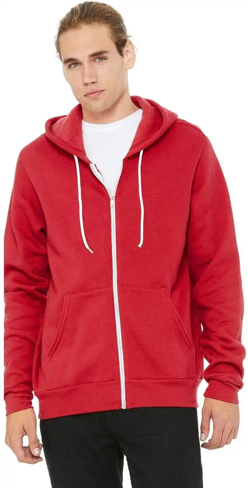Bella + Canvas 3739 Unisex Sponge Fleece Full Zip Hoodie Red