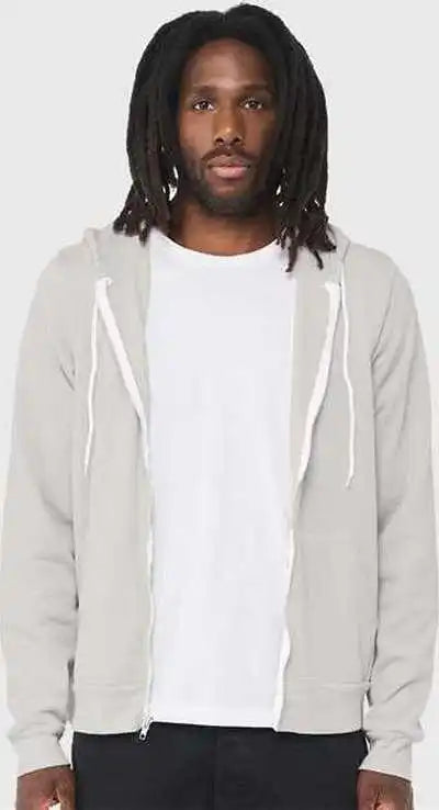 Bella + Canvas 3739 Unisex Sponge Fleece Full Zip Hoodie Silver
