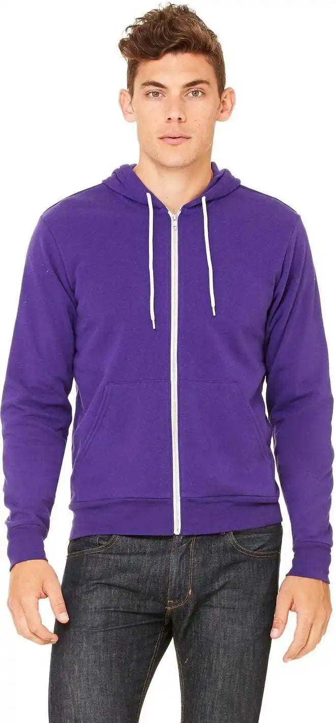 Bella + Canvas 3739 Unisex Sponge Fleece Full Zip Hoodie Team Purple