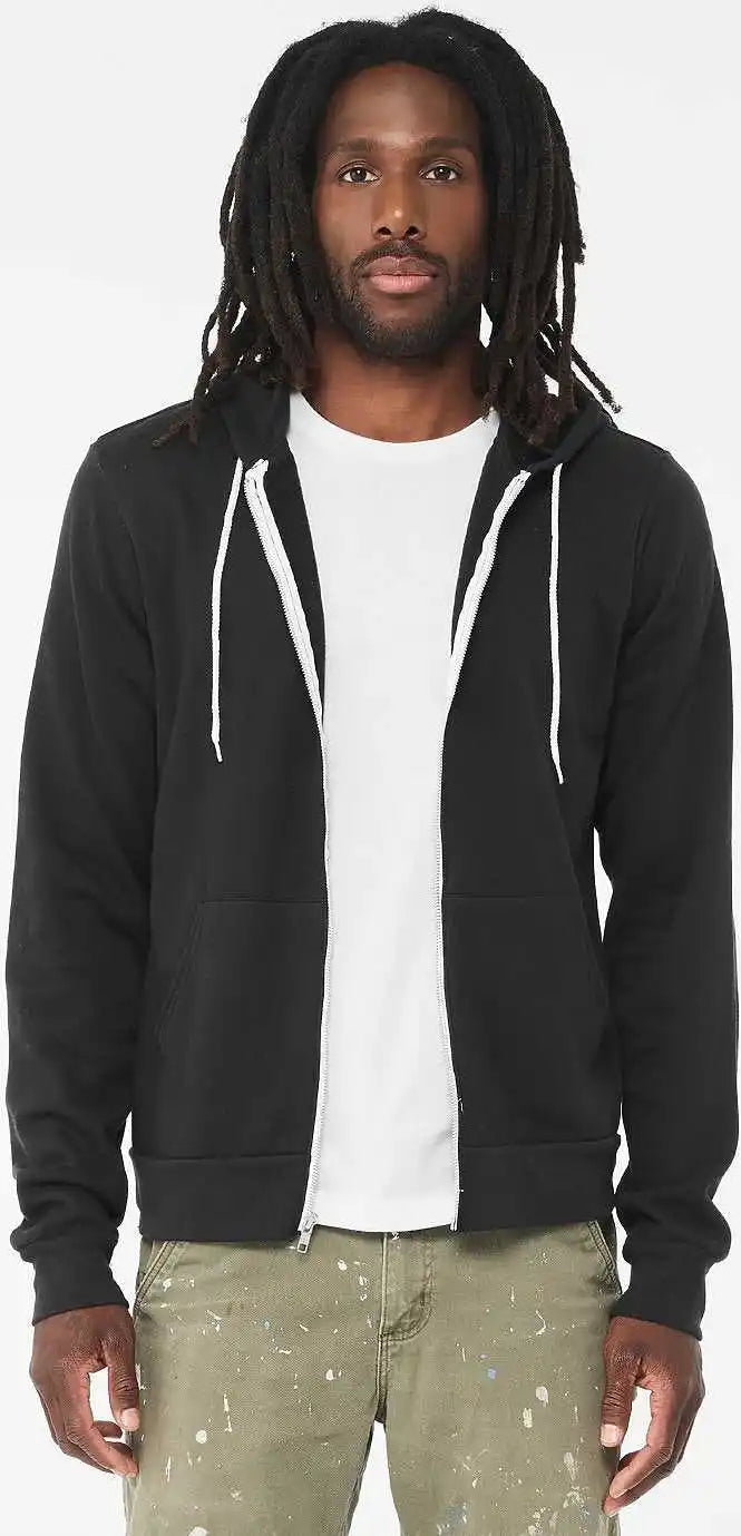 Bella + Canvas 3739 Unisex Sponge Fleece Full Zip Hoodie Vintage Black