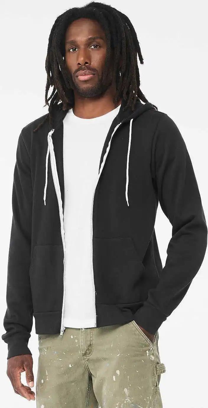 Bella + Canvas 3739 Unisex Sponge Fleece Full Zip Hoodie Vintage Black