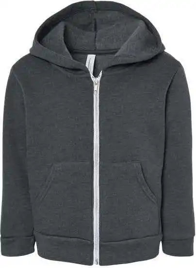Bella + Canvas 3739t Toddler Sponge Fleece Full Zip Hoodie Dark Gray Heather