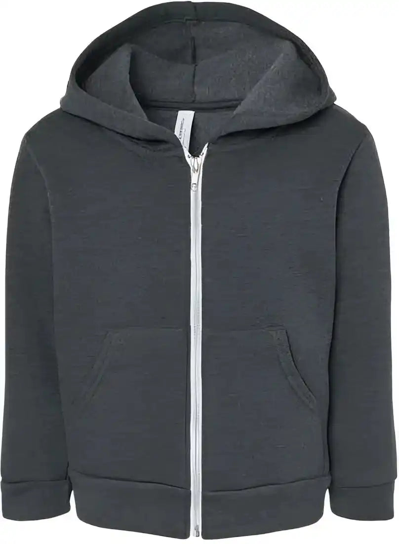 Bella + Canvas 3739t Toddler Sponge Fleece Full Zip Hoodie Dark Gray Heather
