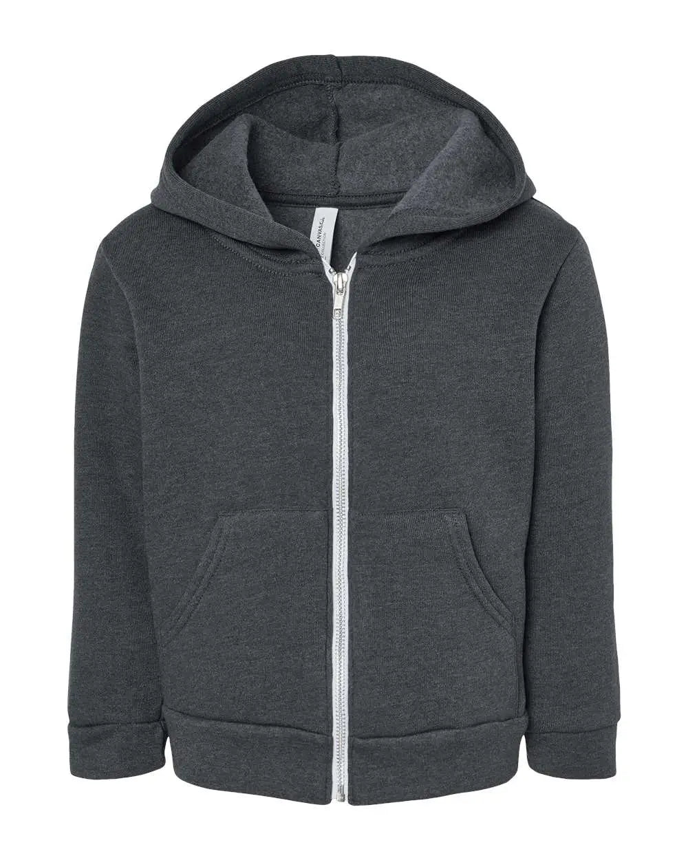 Bella + Canvas 3739t Toddler Sponge Fleece Full-zip Hoodie - Dark Grey Heather - Gray / 4t