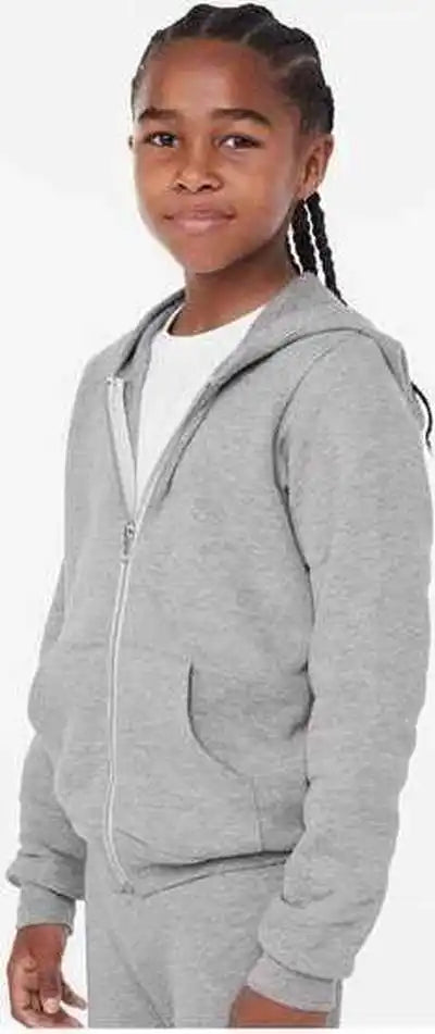 Bella + Canvas 3739y Youth Sponge Fleece Full Zip Hoodie Athletic Heather
