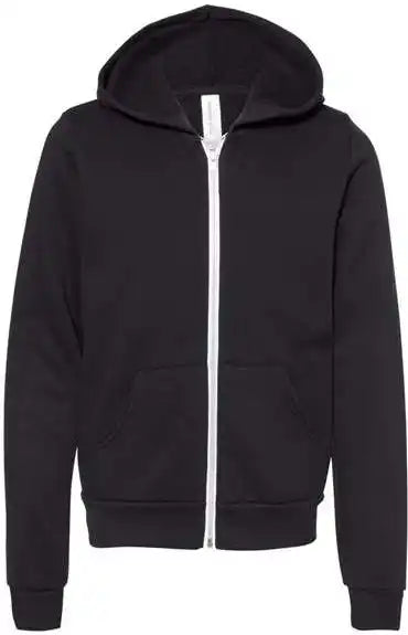 Bella + Canvas 3739y Youth Sponge Fleece Full Zip Hoodie Black