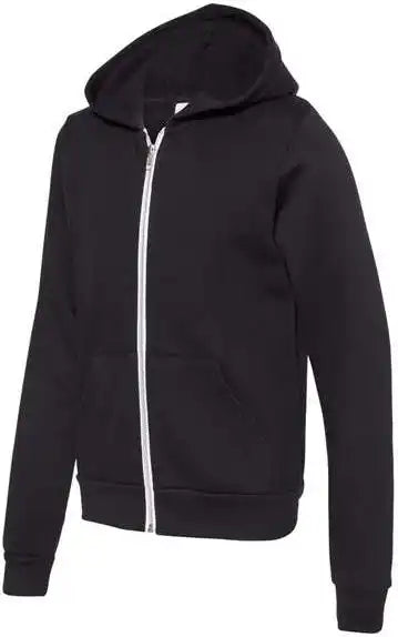 Bella + Canvas 3739y Youth Sponge Fleece Full Zip Hoodie Black