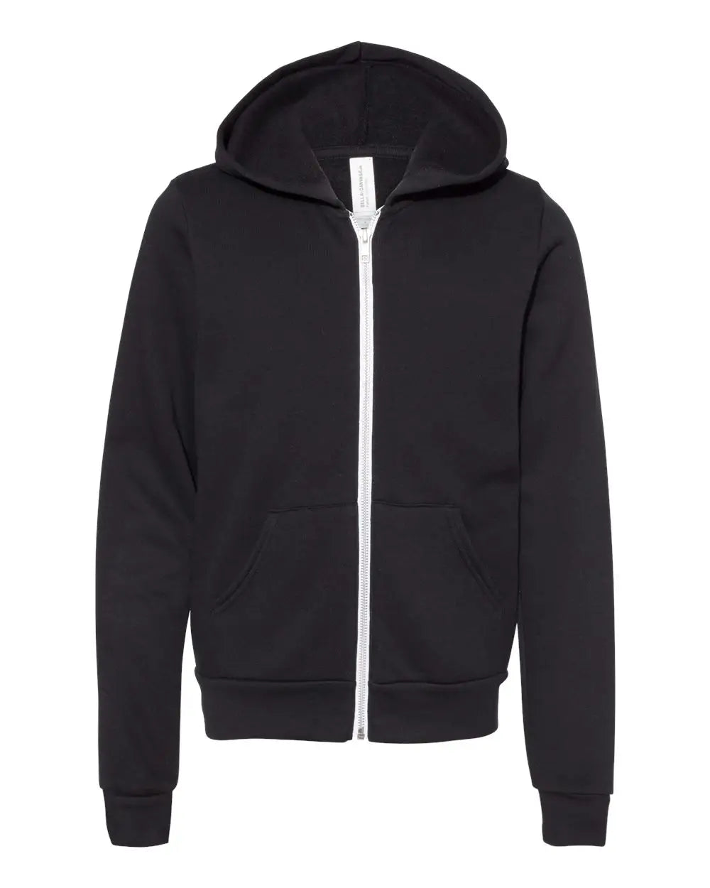 Bella + Canvas 3739y Youth Sponge Fleece Full-zip Hoodie - Black - s