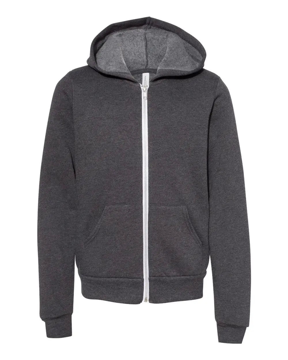 Bella + Canvas 3739y Youth Sponge Fleece Full-zip Hoodie - Dark Grey Heather - Gray / s