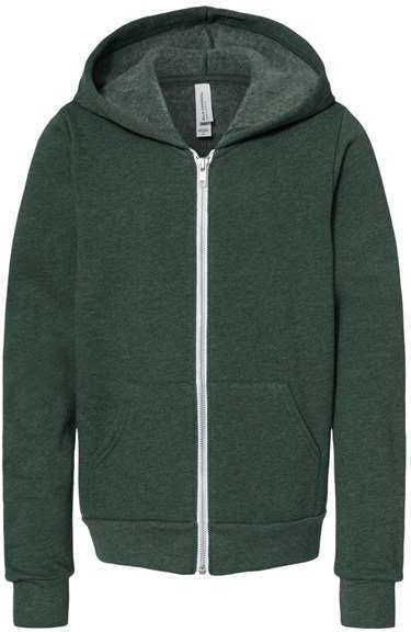 Bella + Canvas 3739y Youth Sponge Fleece Full-zip Hoodie - Heather Forest