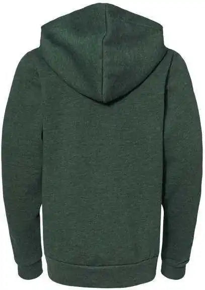 Bella + Canvas 3739y Youth Sponge Fleece Full Zip Hoodie Heather Forest