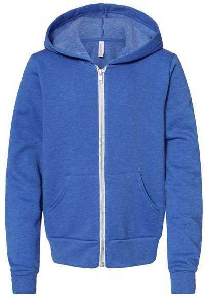 Bella + Canvas 3739y Youth Sponge Fleece Full-zip Hoodie - Heather True Royal